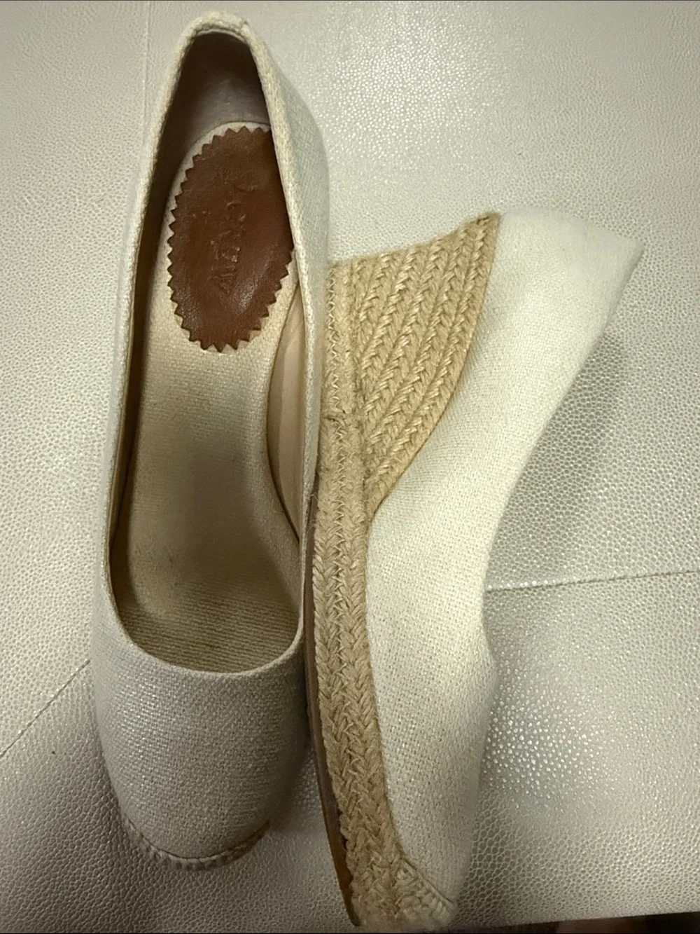 J. Crew Cream Canvas Wedge Espadrilles